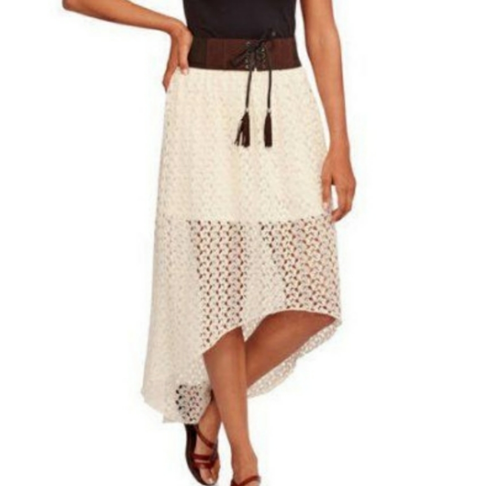 No Boundaries White High-Low Skirt Cover Up Small